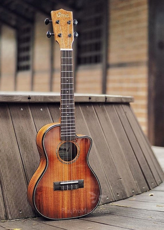 UK-17 Solid Mahogany Cutaway Honeyburst Ukulele