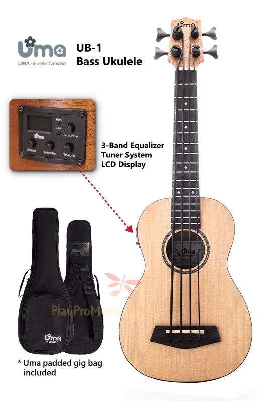 UB-1 3-Band EQ Tuner System Solid Bass Ukulele