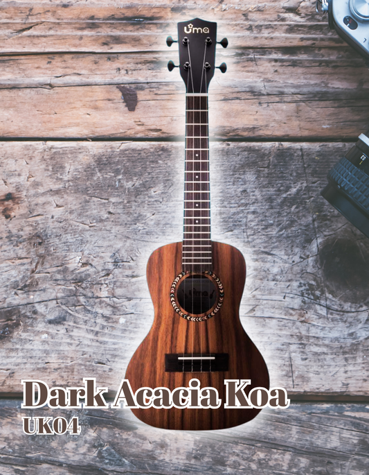 UK-04 Acacia Koa Dark Headstock Ukulele