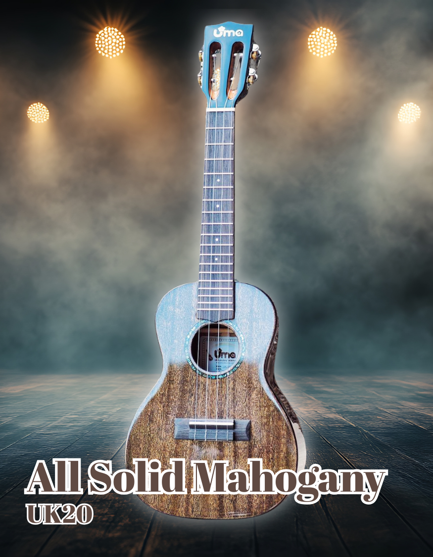 UK-20 Dark Headstock - All Solid Mahogany Ukulele