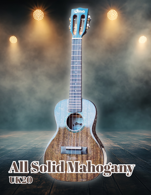 UK-20 Dark Headstock - All Solid Mahogany Ukulele