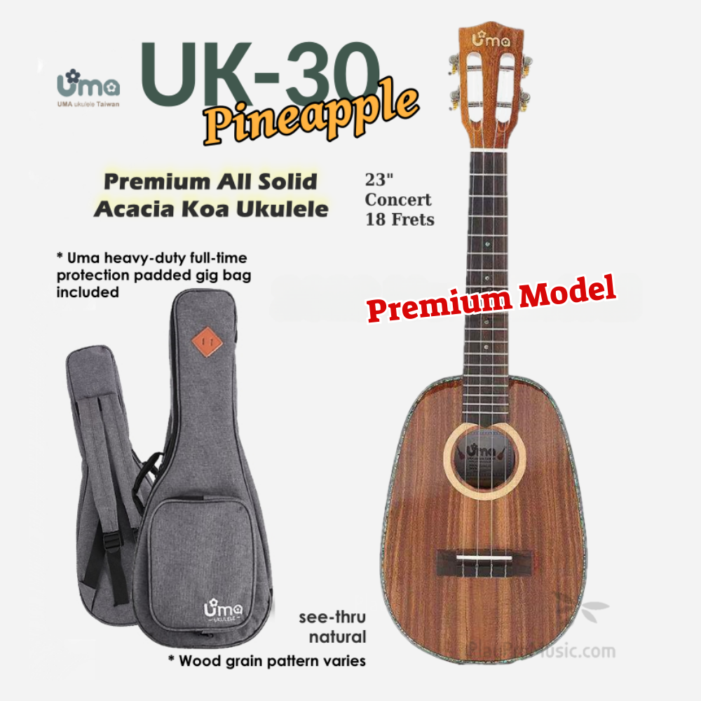 UK-30EVO All Solid Acacia Koa Premium Pineapple Ukulele