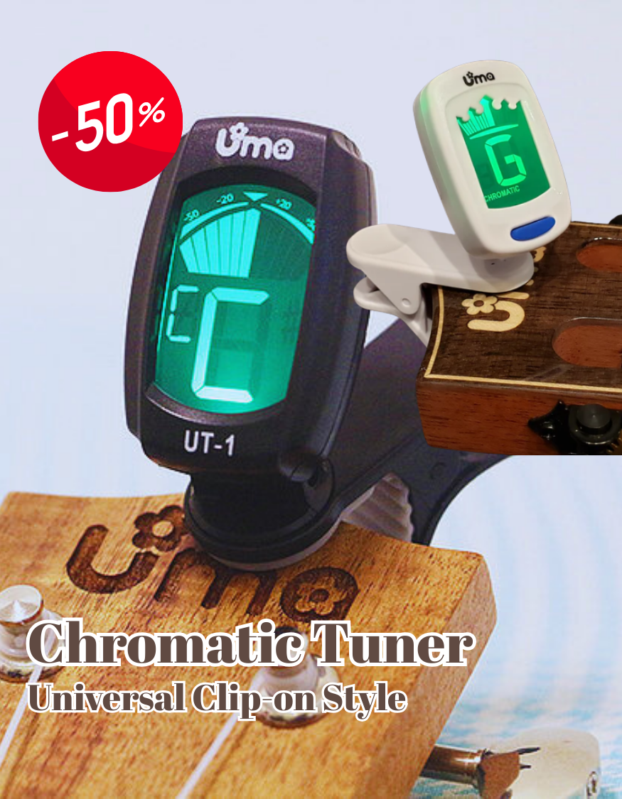 Chromatic Clip-on Tuner for ukulele, guitar, violin, bass & more