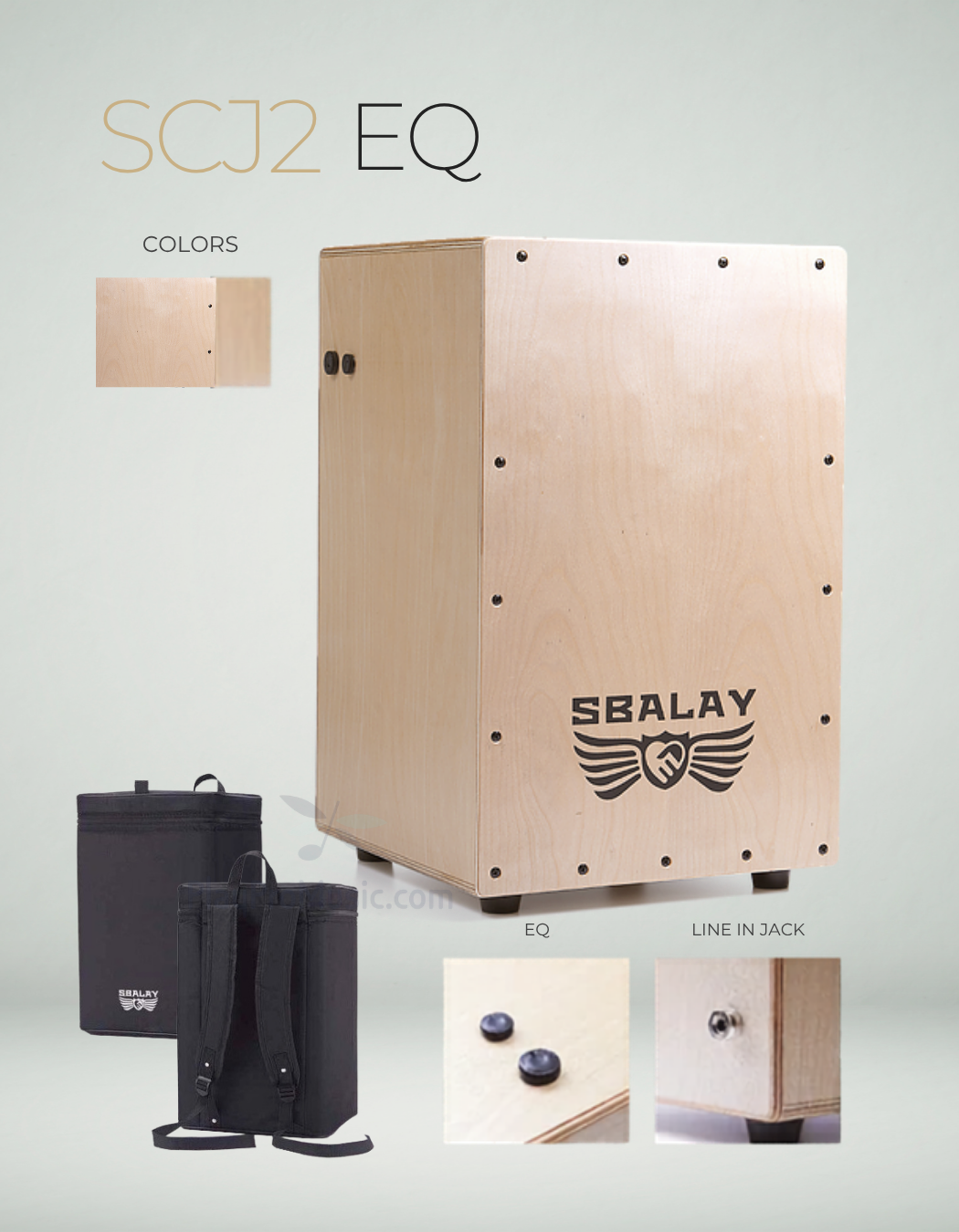 SCJ-2-EQ Birch Electronic Cajon (Built-in EQ)