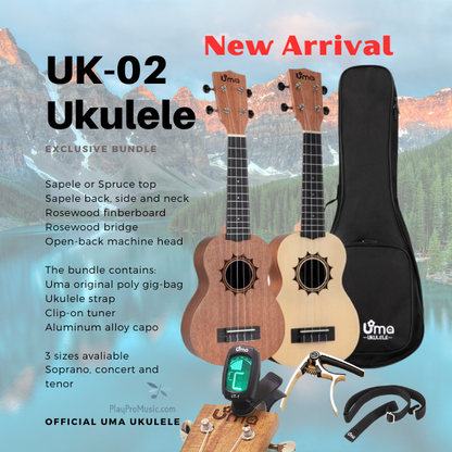 New Arrival Promotion! UK-02 Carving Ukulele Bundle
