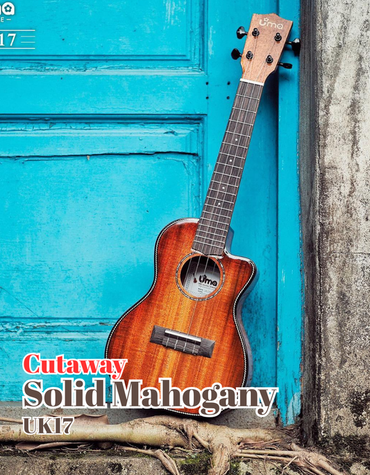 UK-17 Solid Mahogany Cutaway Honeyburst Ukulele