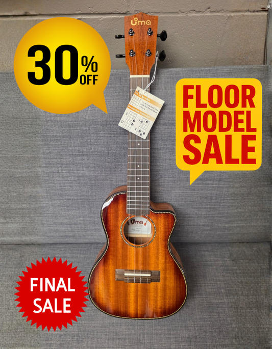 Floor Model - UK-17C Solid Mahogany Cutaway Honeyburst Ukulele