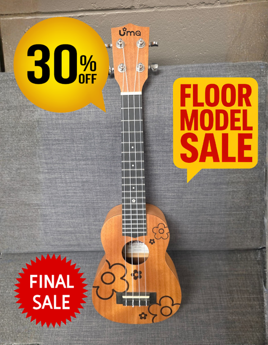 Floor Model - UK-FL SSL Solid Mahogany Carving Ukulele