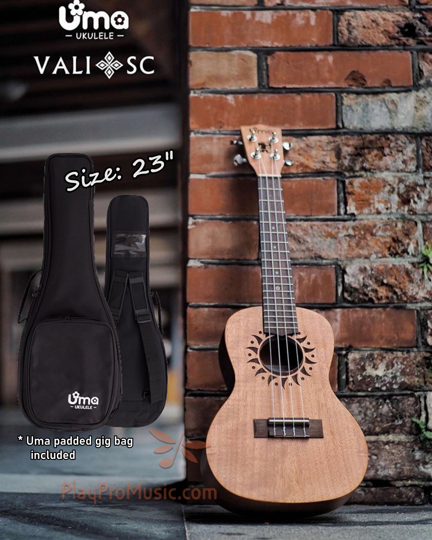 VALI Series Solid Mahogany Carving Ukulele