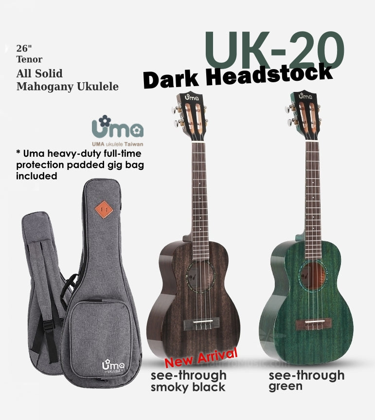 New Arrival! UK-20 Dark Headstock - All Solid Mahogany Ukulele