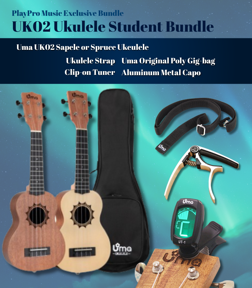 Student Bundle! UK-02 Carving Ukulele Bundle